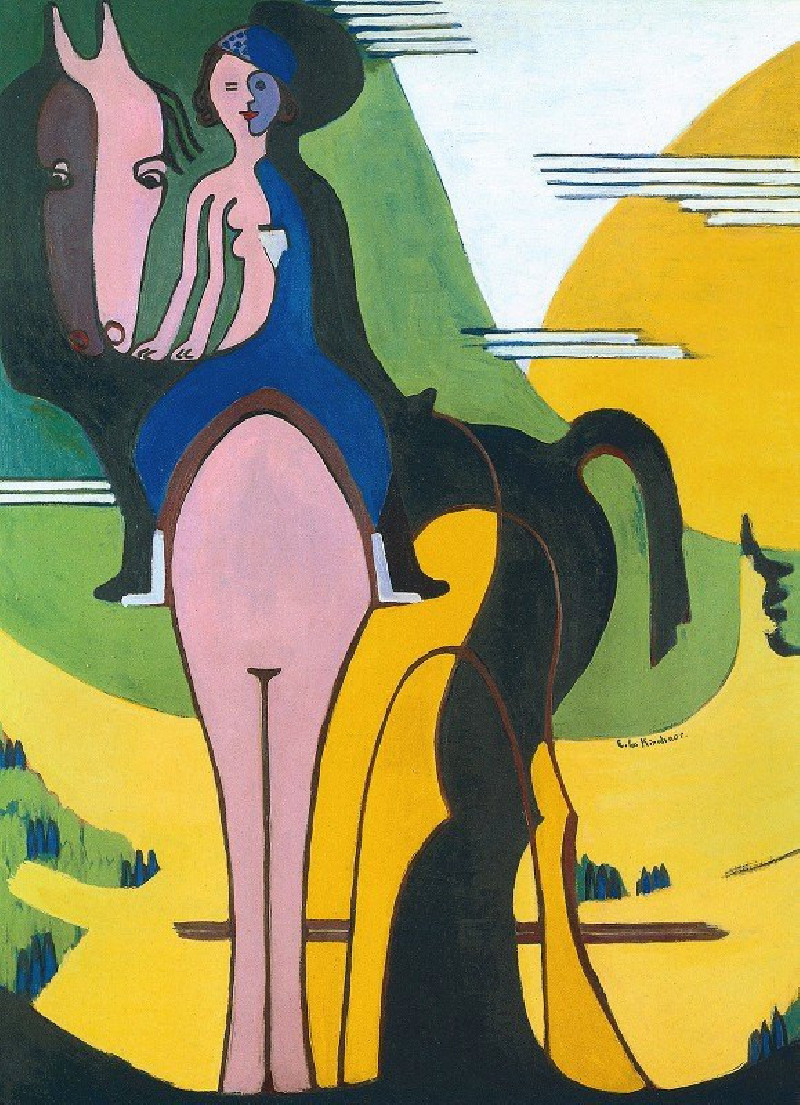 female rider (1931 - 1932) reproduction of painting by Ernst Ludwig Kirchner. ALL GICLEE PRINTS