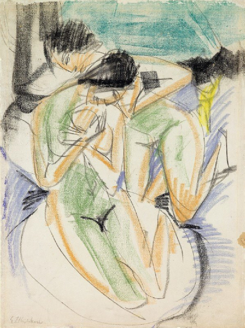 Two Nudes (1914) reproduction of painting by Ernst Ludwig Kirchner. Nude