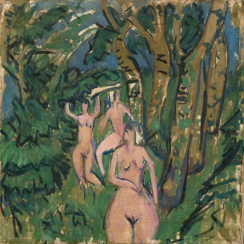 Akte im Wald (1912) reproduction of painting by Ernst Ludwig Kirchner. ALL GICLEE PRINTS