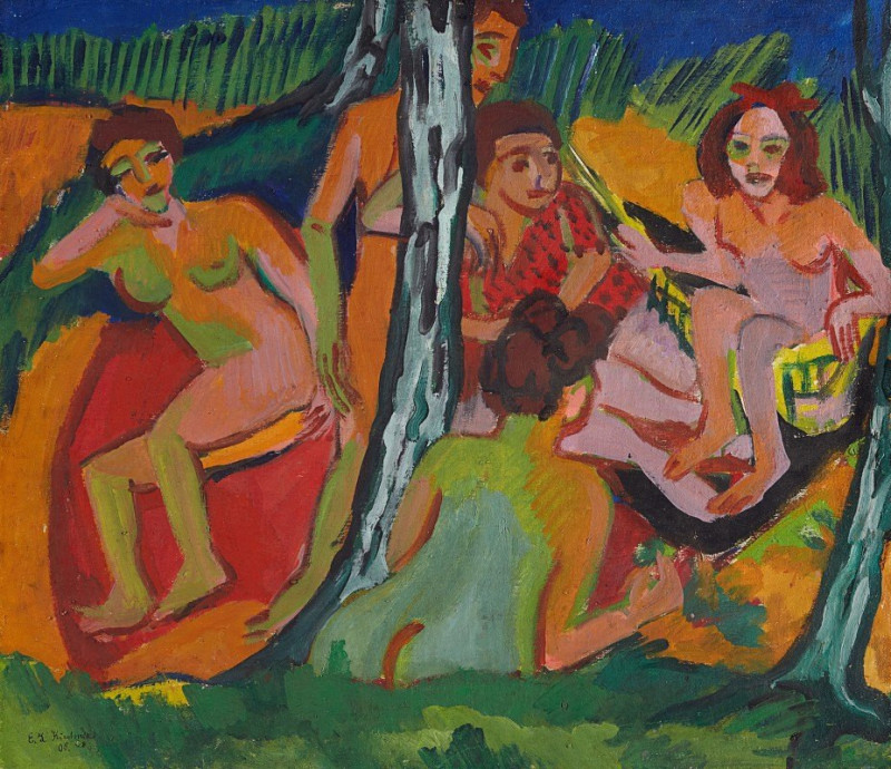 Forest Scene (Moritzburg Lakes) (ca. 1909 – 1925) reproduction of painting by Ernst Ludwig Kirchner. ALL GICLEE PRINTS