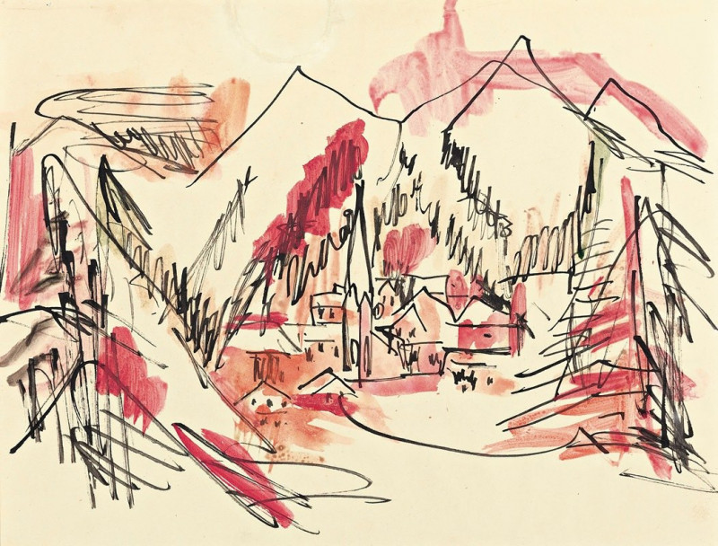 Ernst Ludwig Kirchner reprodukcija Landschaft Davos(Landscape At Davos), VISOS REPRODUKCIJOS , paveikslai, reprodukcijos inte...