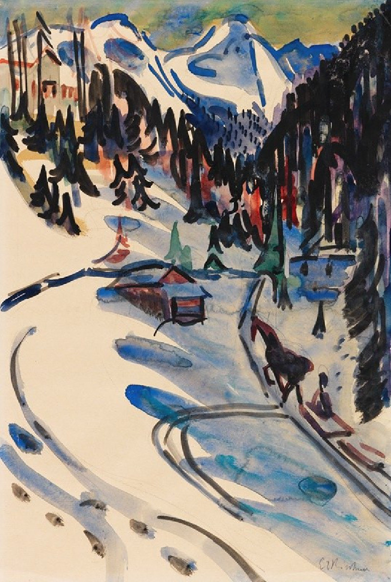 Sertigtal im Winter (1924) reproduction of painting by Ernst Ludwig Kirchner. ALL GICLEE PRINTS