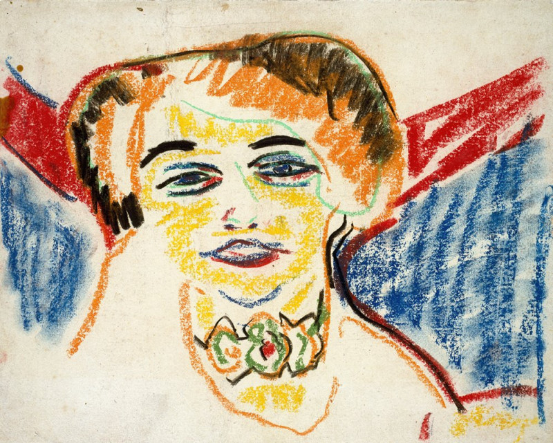 Head of a Woman (1909) reproduction of painting by Ernst Ludwig Kirchner. ALL GICLEE PRINTS