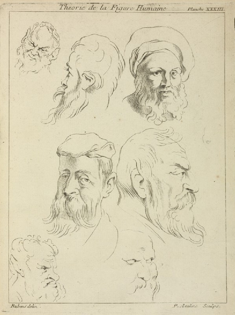 Seven male heads, all with beards, two wearing caps reproduction of painting by Peter Paul Rubens. ALL GICLEE PRINTS