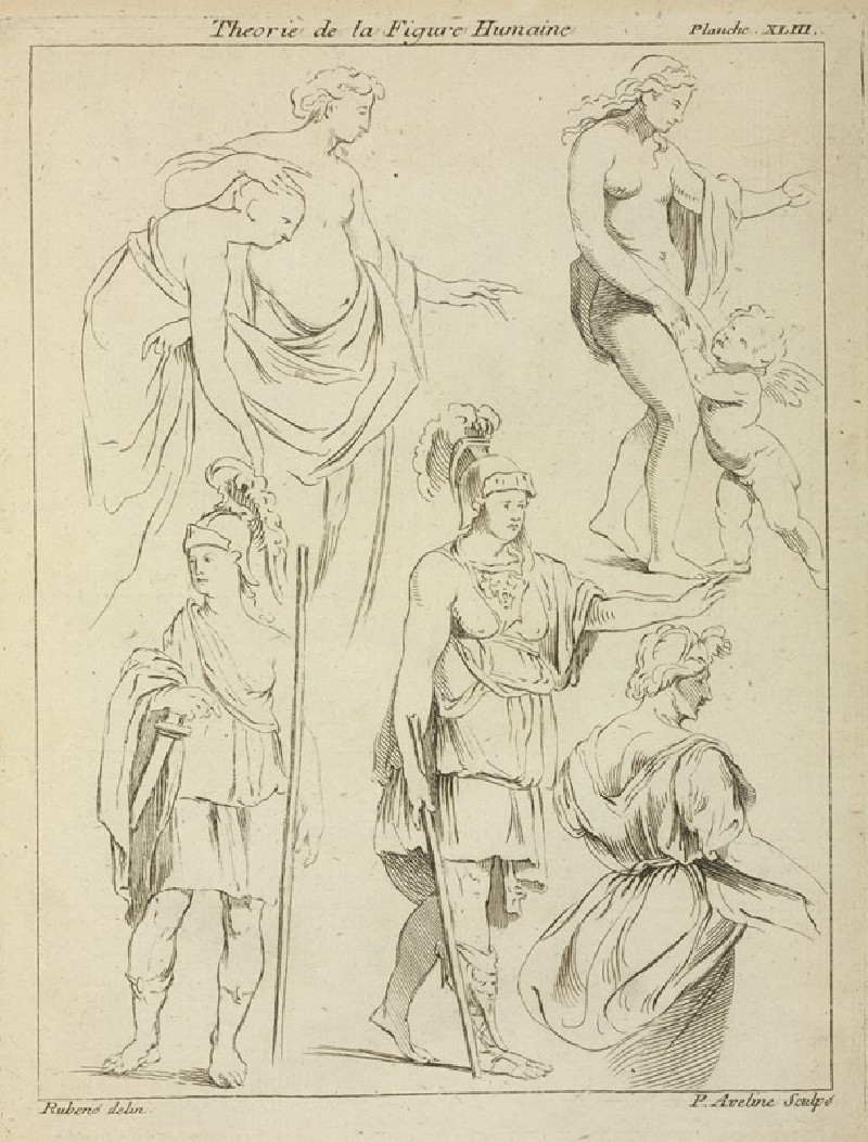 Various figures including Roman soldiers, and partially draped male and female nudes reproduction of painting by Peter Paul R...