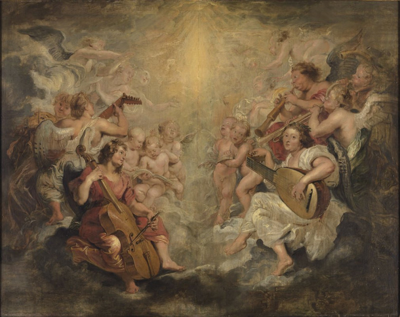 Music making angels (circa 1626-1627) reproduction of painting by Peter Paul Rubens. ALL GICLEE PRINTS