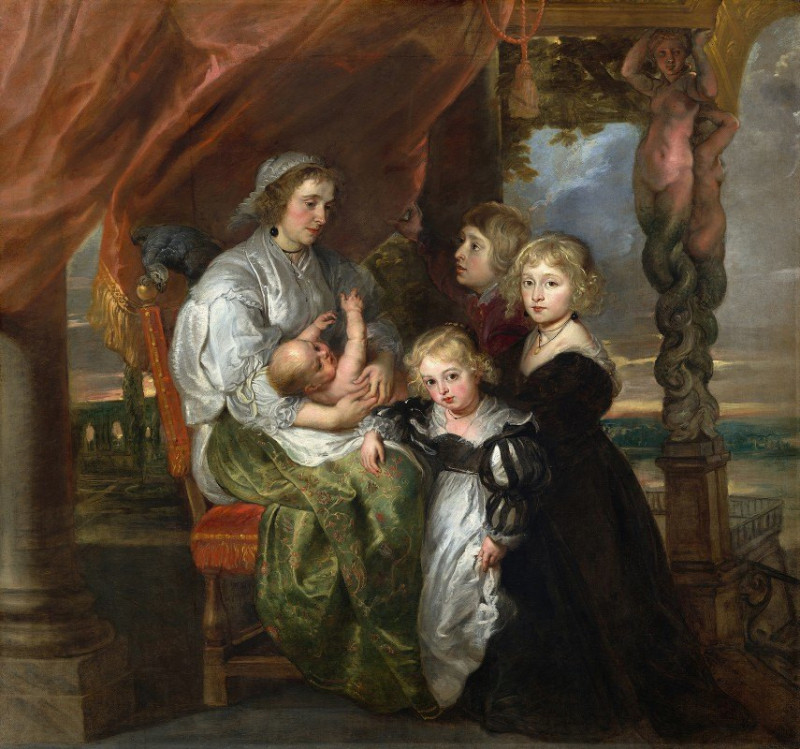 Deborah Kip,Wife of Sir Balthasar Gerbier and Her Children (1629-1630) reproduction of painting by Peter Paul Rubens. ALL GIC...