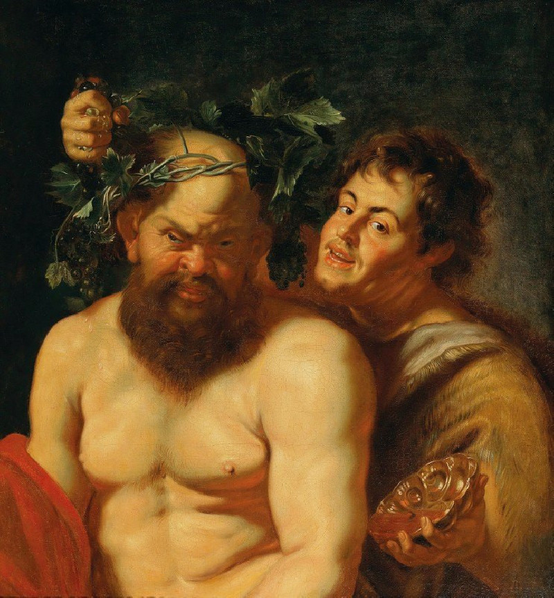 The Drunken Silenus with a Satyr reproduction of painting by . ALL GICLEE PRINTS