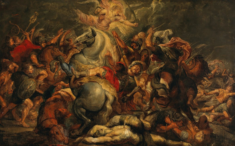 The Death of Decius Mus in a Battle against the Latins reproduction of painting by . ALL GICLEE PRINTS