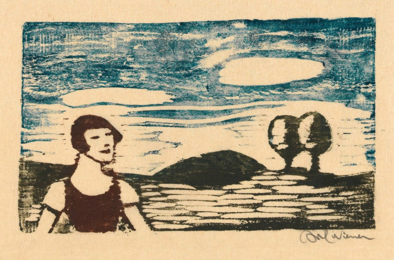 Landschaft mit Frau (around 1930) reproduction of painting by Karl Wiener. ALL GICLEE PRINTS