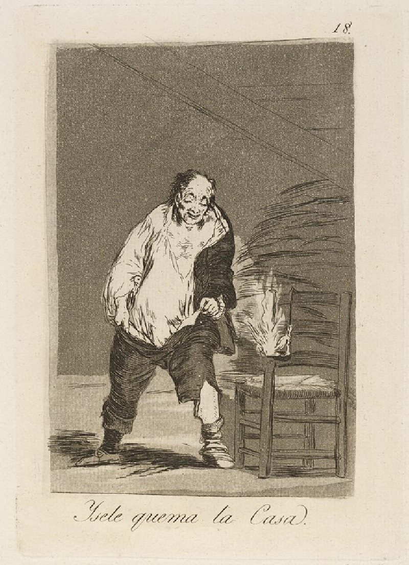 Ysele quema la Casa. (And his house is on fire.) (1796-1797) reproduction of painting by Francisco de Goya. ALL GICLEE PRINTS