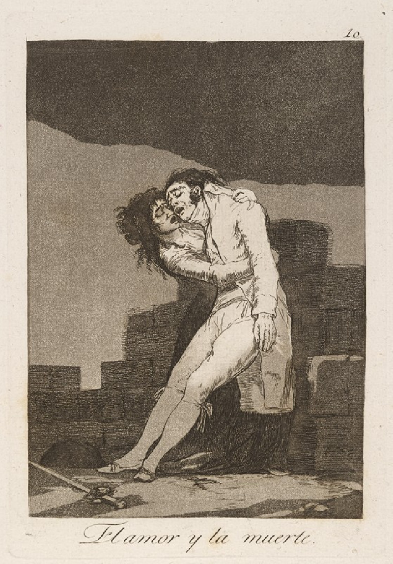 El amor y la muerte. (Love and death.) (1796-1797) reproduction of painting by Francisco de Goya. ALL GICLEE PRINTS