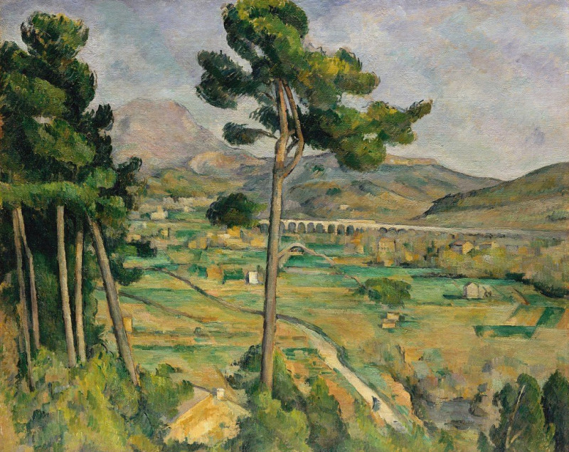 Mont Sainte-Victoire and the Viaduct of the Arc River Valley (1882–85) reproduction of painting by Paul Cézanne. ALL GICLEE P...