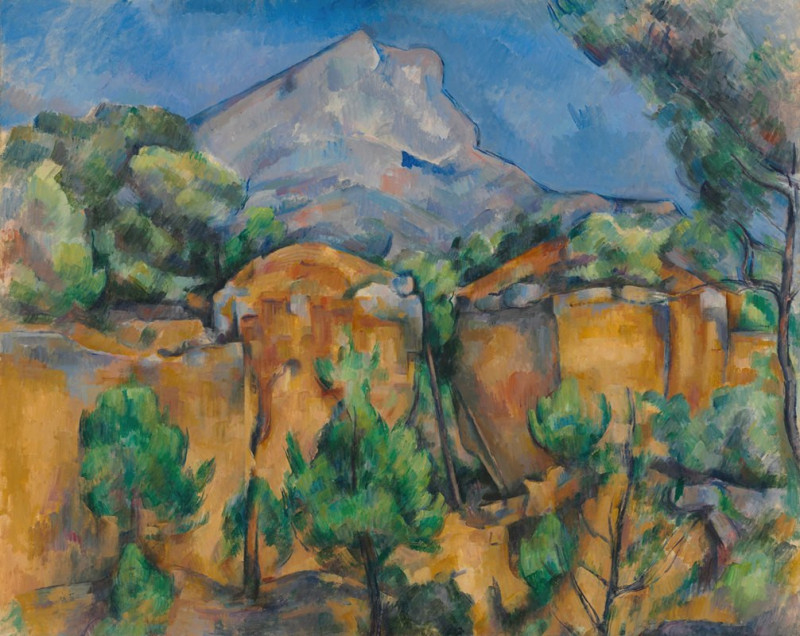 La Montagne Sainte-Victoire vue de la carrière Bibémus (circa 1897) reproduction of painting by Paul Cézanne. ALL GICLEE PRINTS