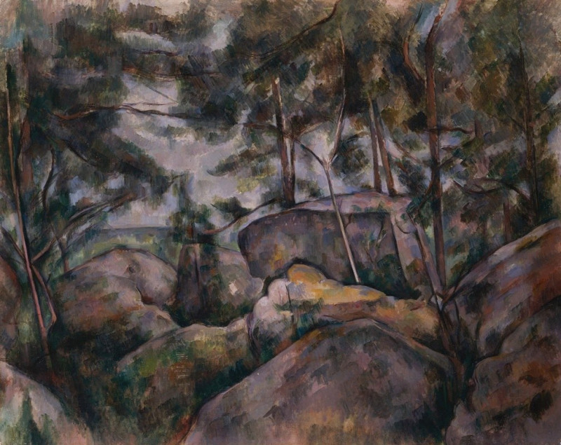 Rocks in the Forest (1890s) reproduction of painting by Paul Cézanne. ALL GICLEE PRINTS