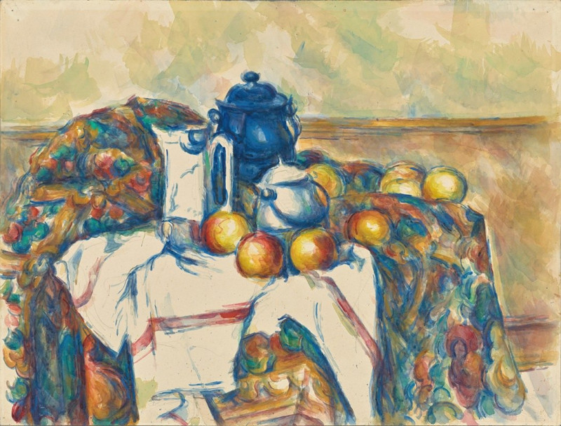 Paul Cézanne reprodukcija Still Life with Blue Pot (about 1900–1906), Natiurmortas , paveikslai, reprodukcijos internetu