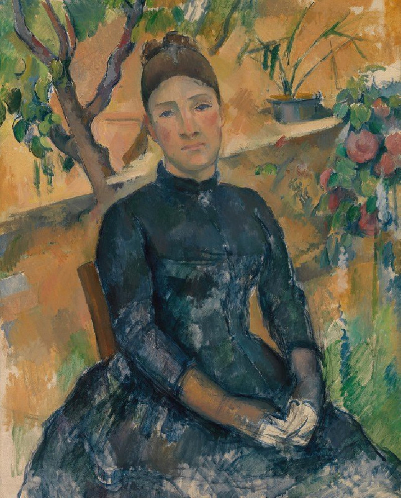 Madame Cézanne in the Conservatory (1891) reproduction of painting by Paul Cézanne. ALL GICLEE PRINTS