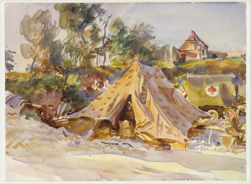 Camp with Ambulance (1918) reproduction of painting by John Singer Sargent. ALL GICLEE PRINTS