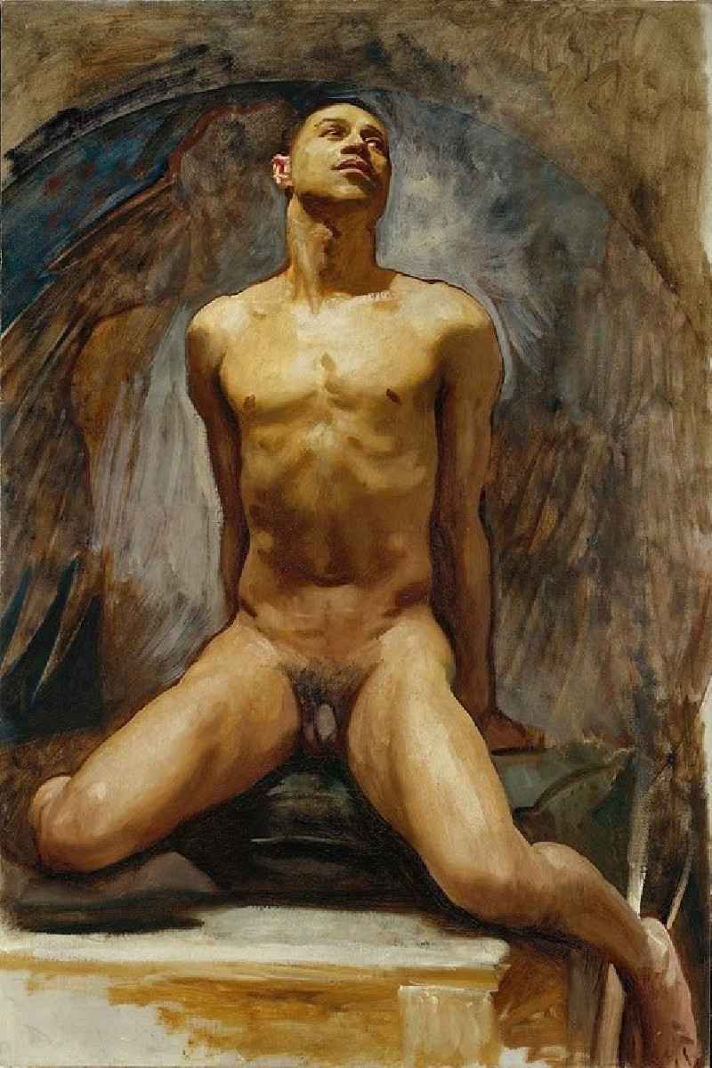 Nude Study of Thomas E. McKeller (circa 1917-1920) reproduction of painting by John Singer Sargent. Nude