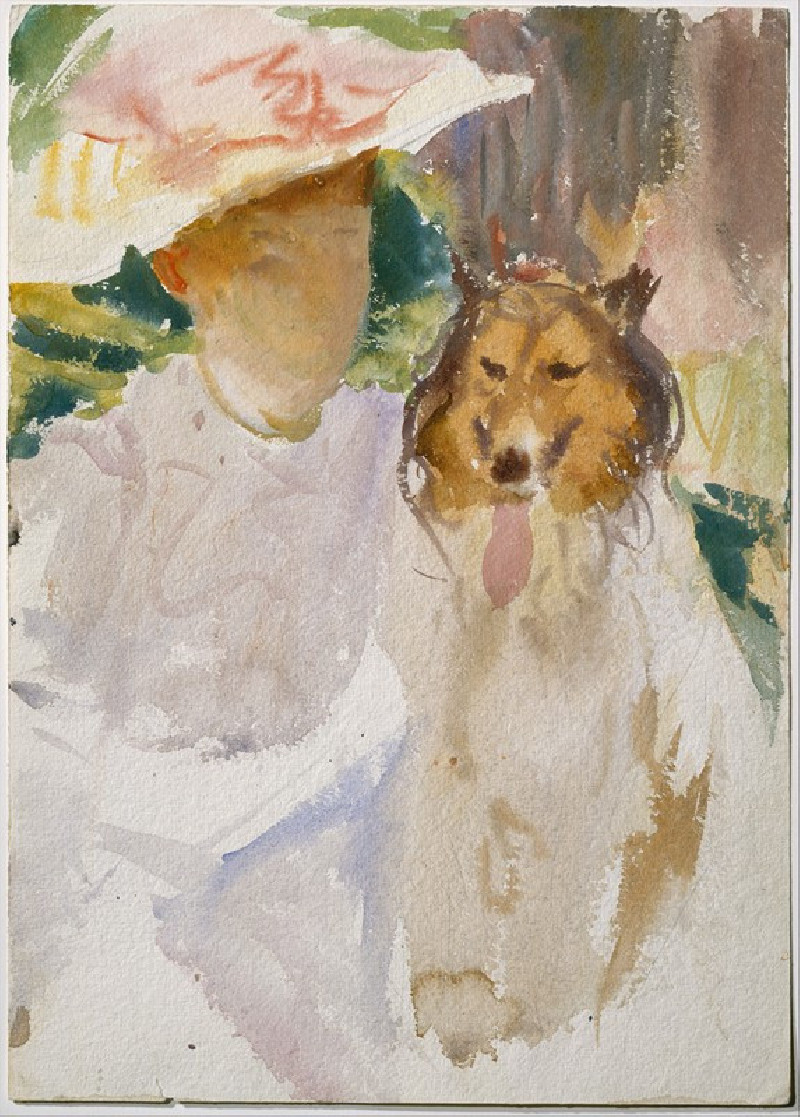 Woman with Collie (after 1890) reproduction of painting by John Singer Sargent. ALL GICLEE PRINTS