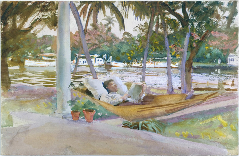 John Singer Sargent reprodukcija Figure in Hammock, Florida (1917), VISOS REPRODUKCIJOS , paveikslai, reprodukcijos internetu