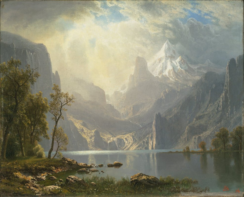 In the Sierras (1868) reproduction of painting by Albert Bierstadt. ALL GICLEE PRINTS