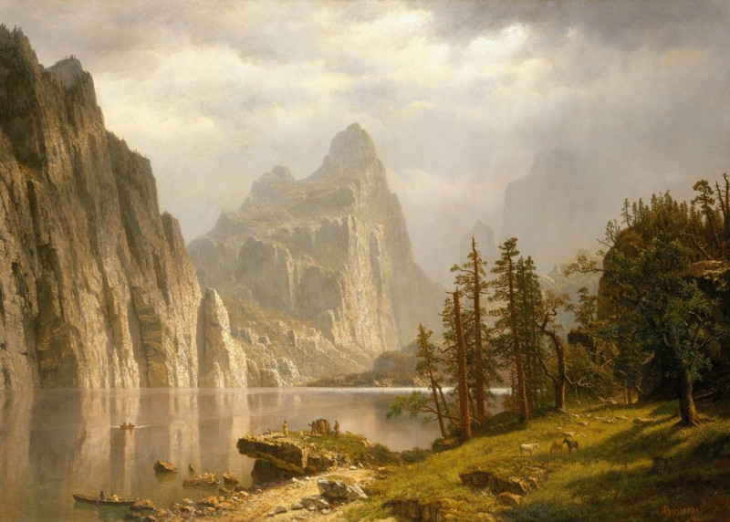 Merced River, Yosemite Valley (1866) reproduction of painting by Albert Bierstadt. ALL GICLEE PRINTS