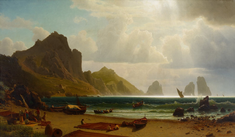 The Marina Piccola, Capri (1859) reproduction of painting by Albert Bierstadt. ALL GICLEE PRINTS