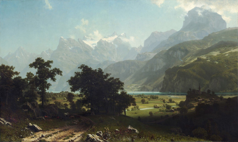 Albert Bierstadt reprodukcija Lake Lucerne (1858), VISOS REPRODUKCIJOS , paveikslai, reprodukcijos internetu