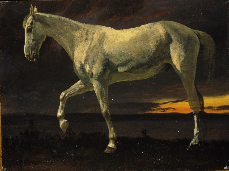 White Horse and Sunset (circa 1863) reproduction of painting by Albert Bierstadt. ALL GICLEE PRINTS