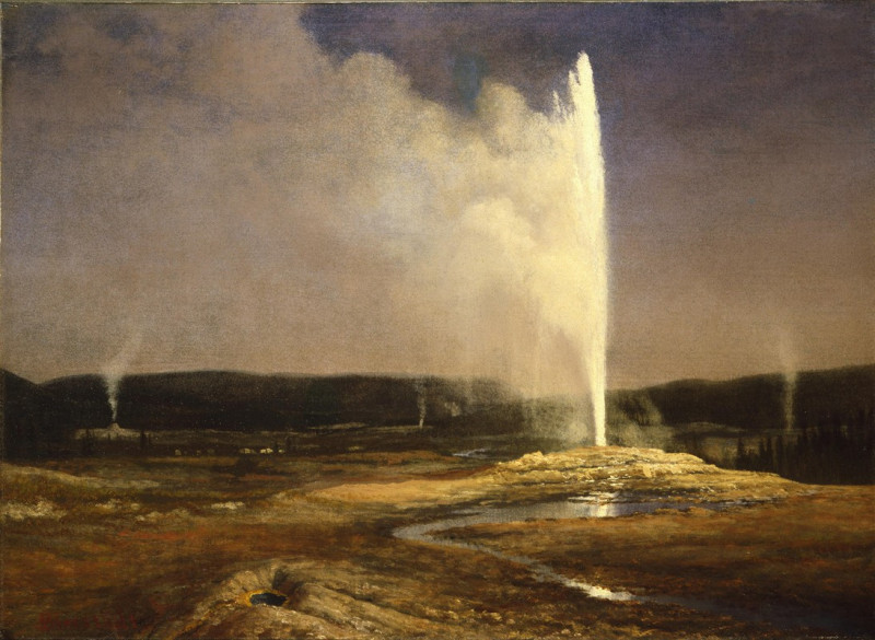 Geysers in Yellowstone (circa 1881) reproduction of painting by Albert Bierstadt. ALL GICLEE PRINTS