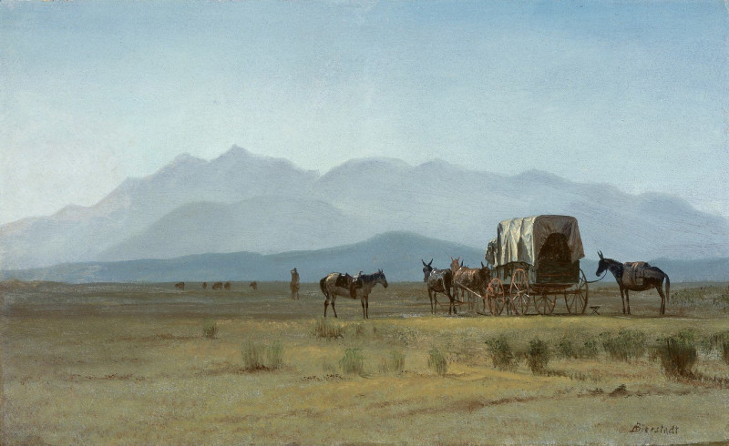 Surveyor’s Wagon in the Rockies (c.1859) reproduction of painting by Albert Bierstadt. ALL GICLEE PRINTS