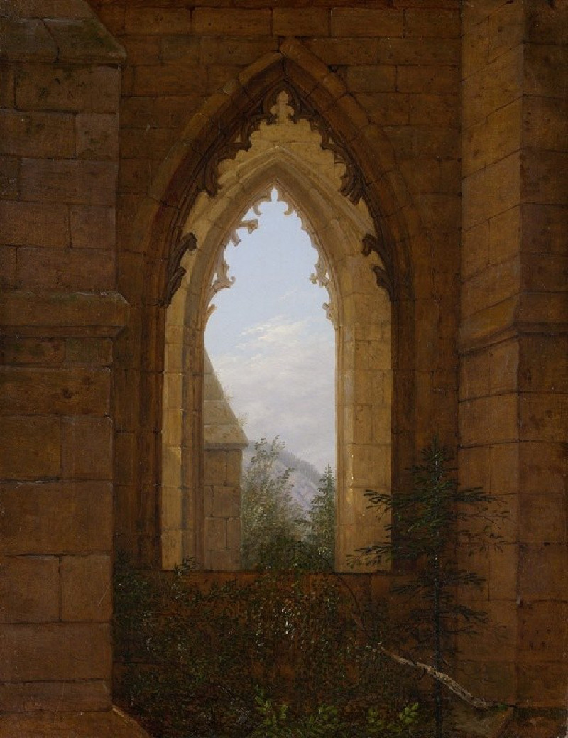 Carl Gustav Carus reprodukcija Gothic Windows in the Ruins of the Monastery at Oybin (ca. 1828), VISOS REPRODUKCIJOS , paveik...