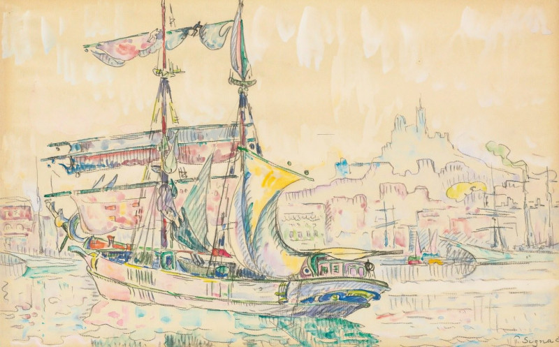 Paul Signac reprodukcija Marseille. Voilier (circa 1930), VISOS REPRODUKCIJOS , paveikslai, reprodukcijos internetu