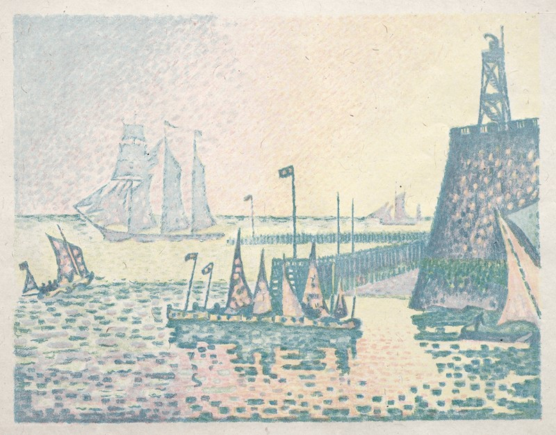 Evening, The Jetty at Vlissingen (1898) reproduction of painting by Paul Signac. ALL GICLEE PRINTS