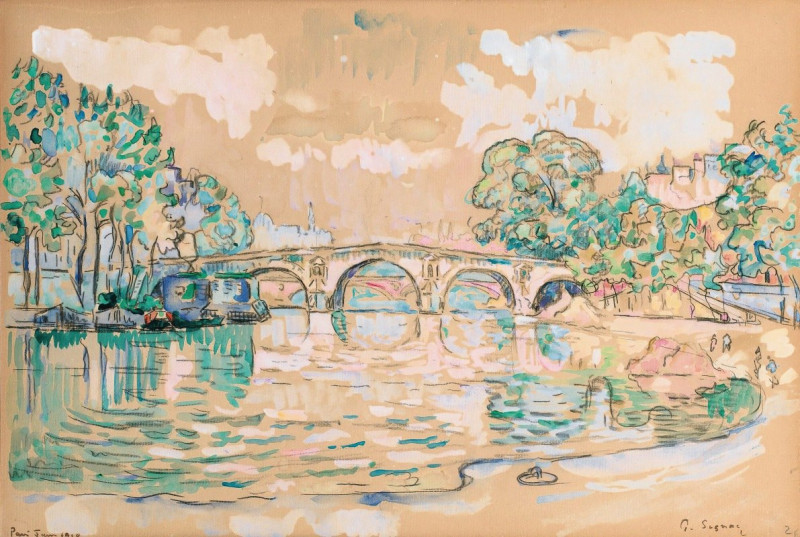 Paris, Le Pont Marie (1910) reproduction of painting by Paul Signac. ALL GICLEE PRINTS