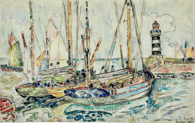 Bateaux au port, île de Groix (1923) reproduction of painting by Paul Signac. ALL GICLEE PRINTS