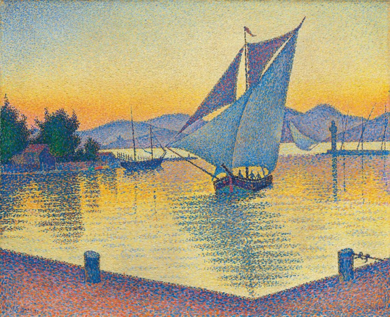 Paul Signac reprodukcija Le Port Au Soleil Couchant, Opus 236 (Saint-Tropez) (1892), VISOS REPRODUKCIJOS , paveikslai, reprod...