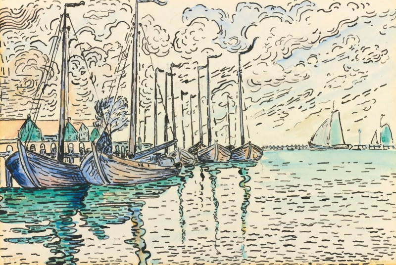 Volendam, Barques De Pêche (1896) reproduction of painting by Paul Signac. ALL GICLEE PRINTS