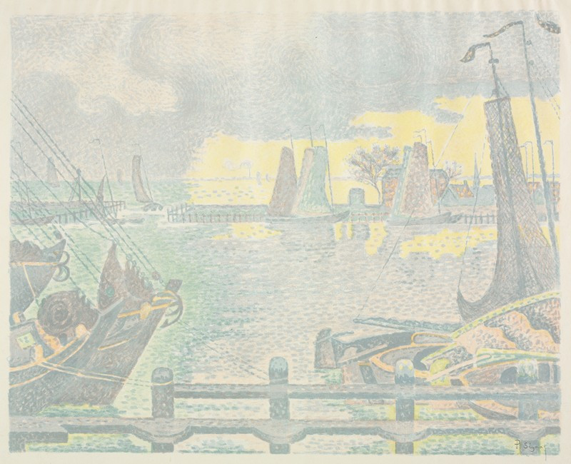 Boats at Flushing (1895) reproduction of painting by Paul Signac. ALL GICLEE PRINTS