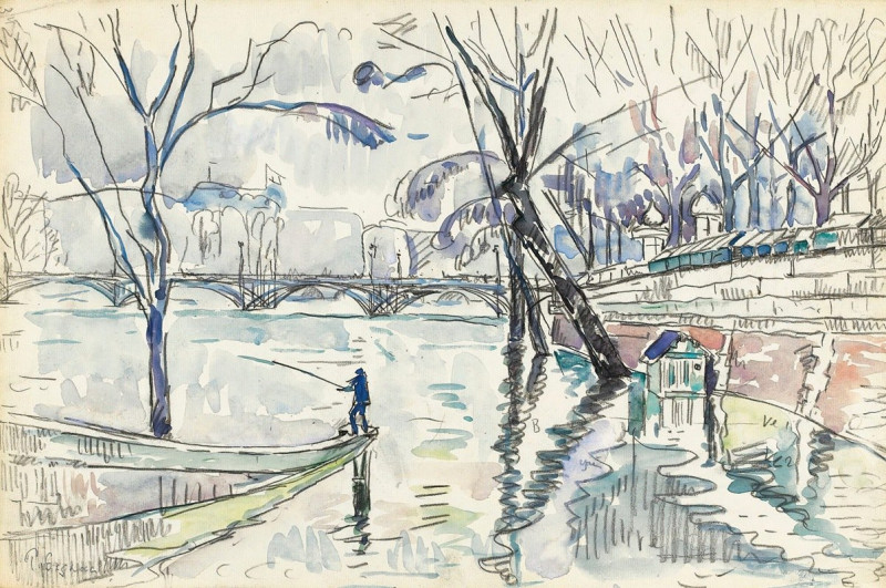 Paris, Le Pont Des Arts (circa 1933) reproduction of painting by Paul Signac. ALL GICLEE PRINTS