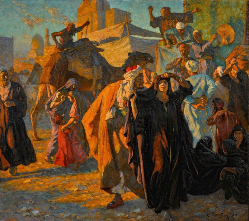 A Street Celebration In Cairo (1912) reproduction of painting by Ludwig Deutsch. ALL GICLEE PRINTS