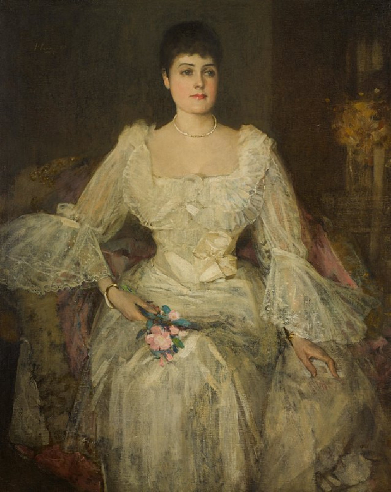 A lady in white (A portrait of Lady Lyle) (1895) reproduction of painting by Sir John Lavery. ALL GICLEE PRINTS