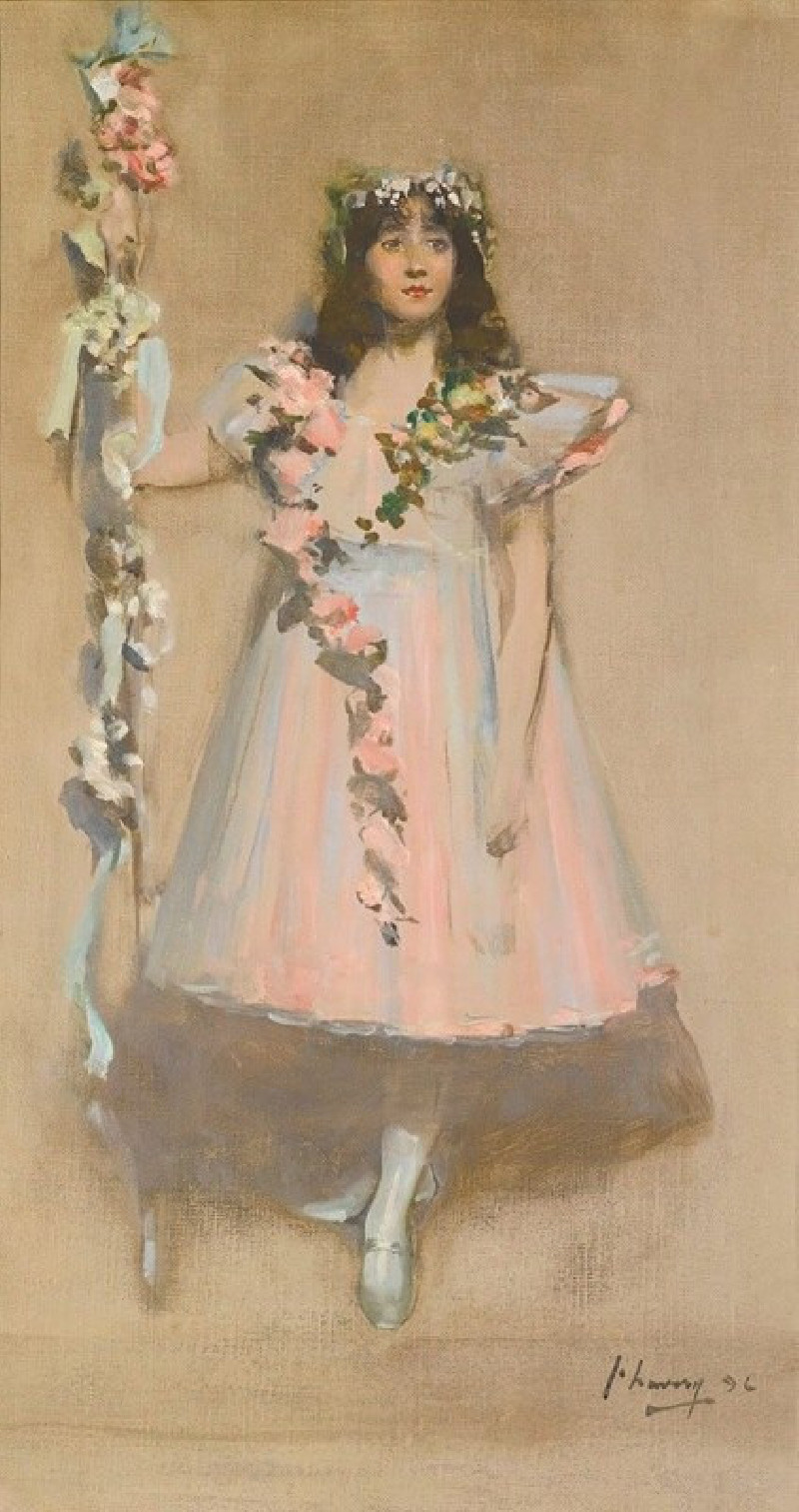 Sir John Lavery reprodukcija The Garlanded Girl 1896, VISOS REPRODUKCIJOS , paveikslai, reprodukcijos internetu