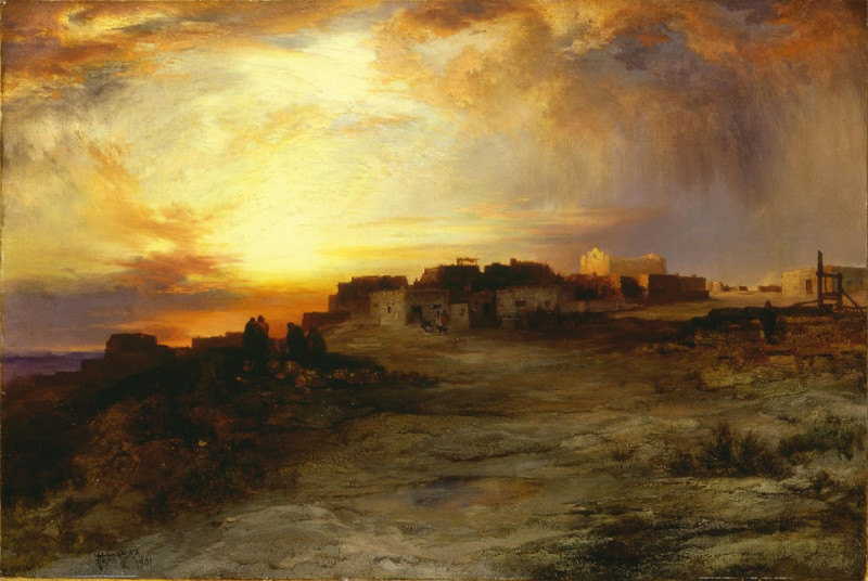 Thomas Moran reprodukcija Pueblo at Sunset (Laguna) (1901), VISOS REPRODUKCIJOS , paveikslai, reprodukcijos internetu