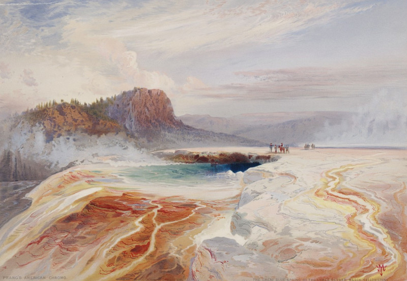 The Great Blue Spring of the Lower Geyser Basin, Yellowstone (1875) reproduction of painting by Thomas Moran. ALL GICLEE PRINTS