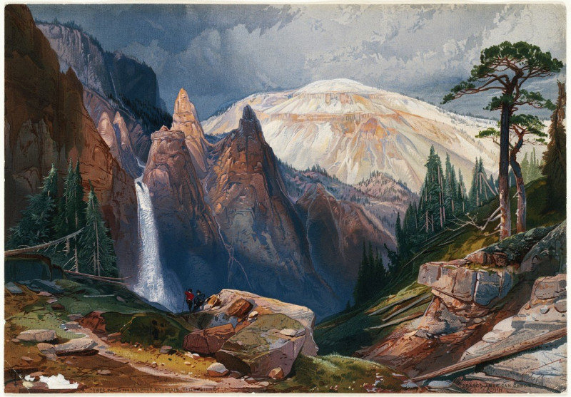 Tower Falls and Sulphur Mountain, Yellowstone (ca. 1875) reproduction of painting by Thomas Moran. ALL GICLEE PRINTS