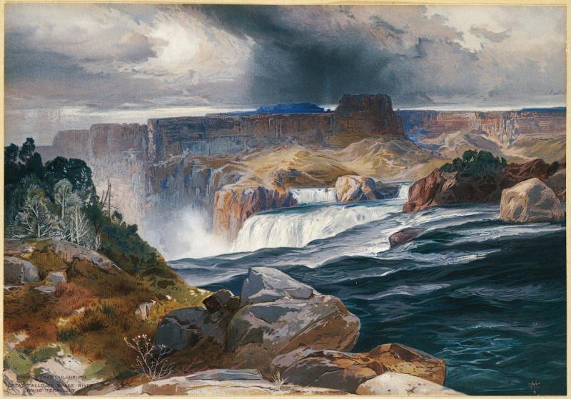 Thomas Moran reprodukcija Great Falls of Snake River, Idaho Territory (ca. 1876), VISOS REPRODUKCIJOS , paveikslai, reprodukc...