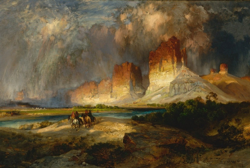 Thomas Moran reprodukcija Cliffs Of The Upper Colorado River, Wyoming Territory (1882), VISOS REPRODUKCIJOS , paveikslai, rep...