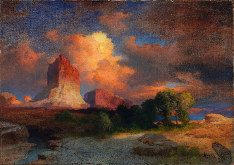 Thomas Moran reprodukcija Sunset Cloud, Green River, Wyoming (1917), VISOS REPRODUKCIJOS , paveikslai, reprodukcijos internetu